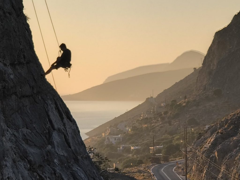 Kalymnos is globally recognized as one of the best rock-climbing destinations in the world, and the village of Massouri is the beating heart of this community. Overlooking the island of Telendos, the towering limestone crags—such as the famous Grande Grotta—attract climbers of all skill levels.
